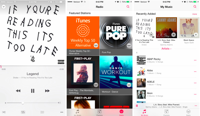 aplicación musica iOS 8.4