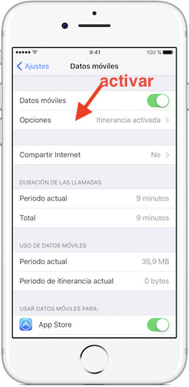 Cómo activar roaming en el iPhone