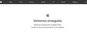 Cartel Apple Volvemos enseguida en Apple Store