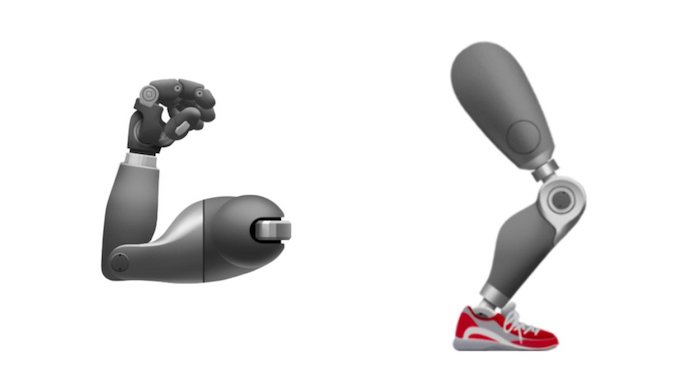 Emoji Apple Brazo y pierna mecánicos o protésicos