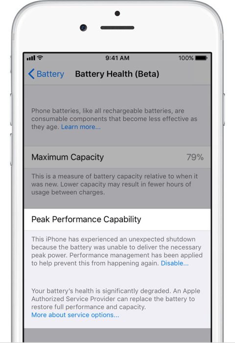 comprobar estado batería iOS 11.3 1