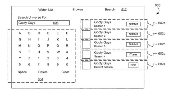Patente buscador Apple TV app de Apple