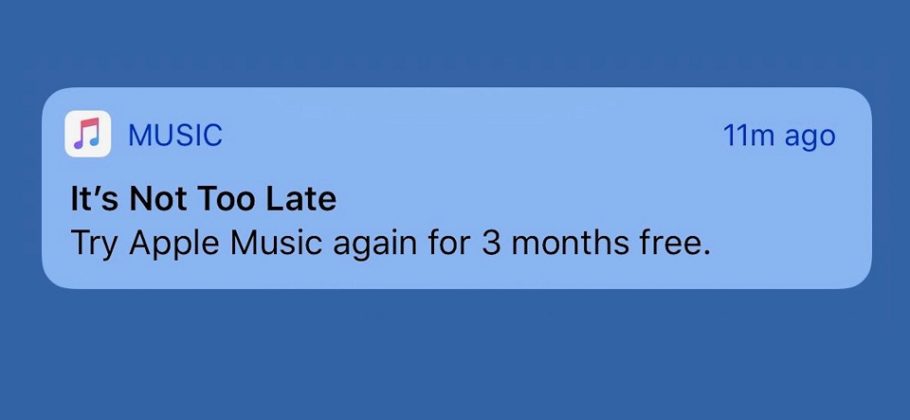 Notificaciones automáticas de Apple Music