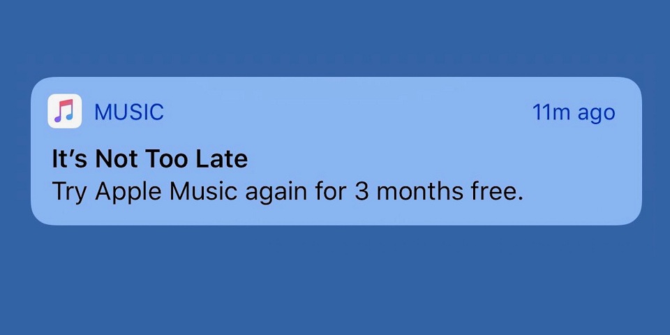 Notificaciones automáticas de Apple Music