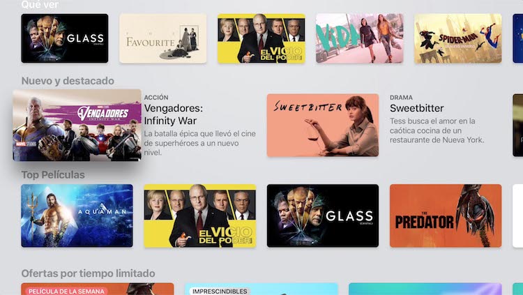 Contenido de iTunes Movies en la App de TV