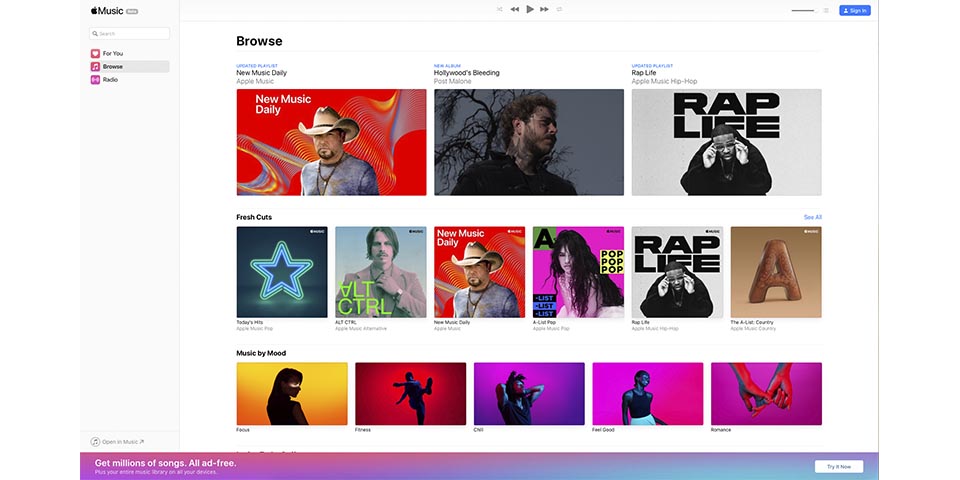 Beta de Apple Music web