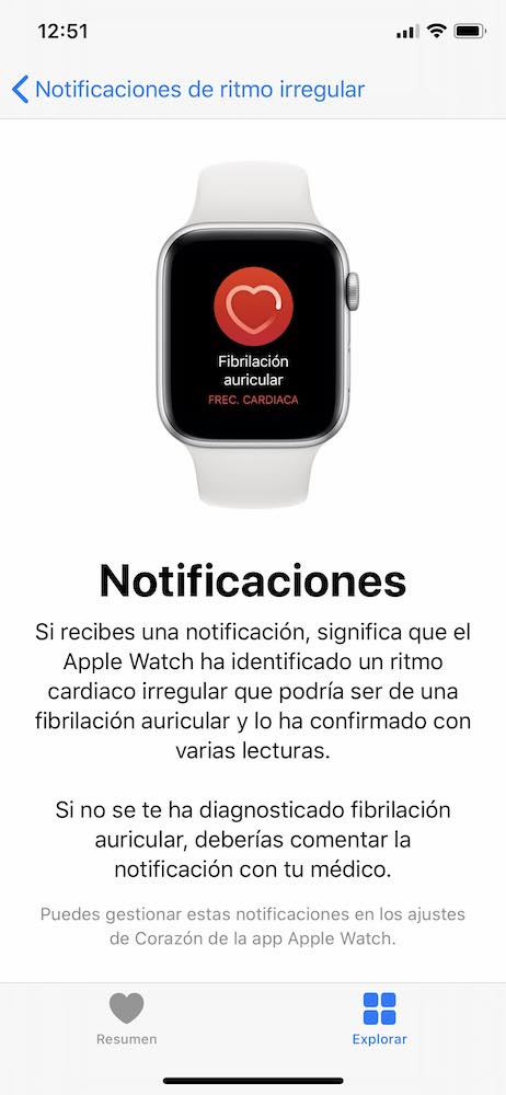 Notificaciones app Apple Watch fibrilación auricular