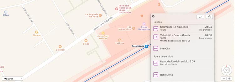 Transporte público de Salamanca en Apple Maps