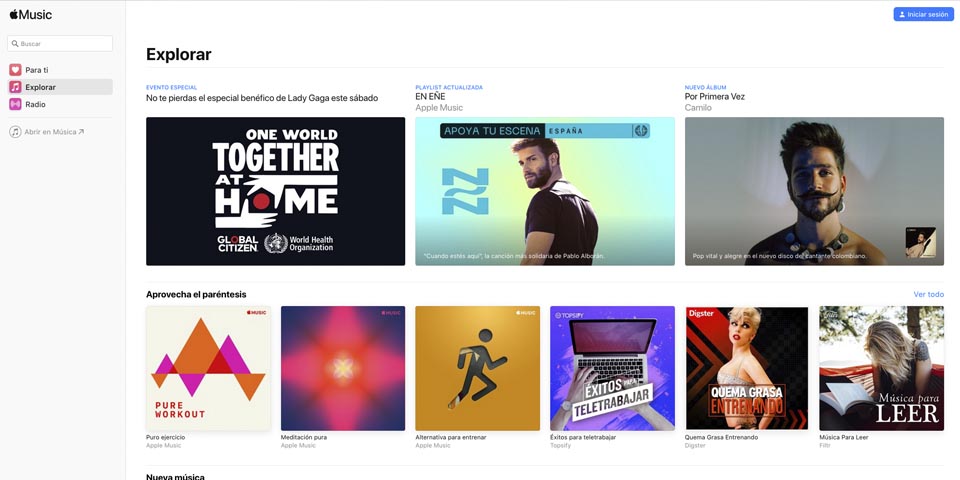 web de Apple Music