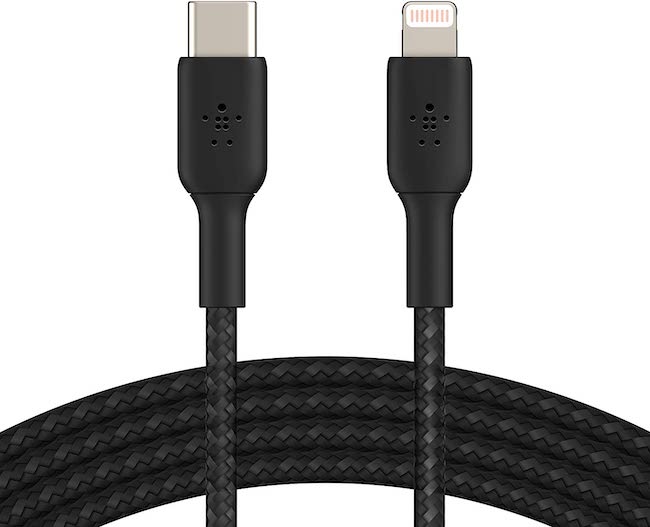 Belkin cable USB-C a Lightning trenzado, cable de carga rápida para iPhone 12