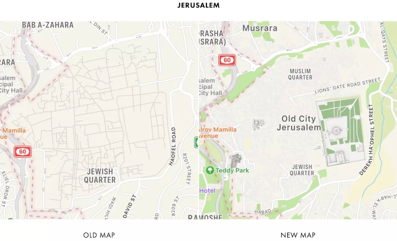 Jerusalen en Apple Maps