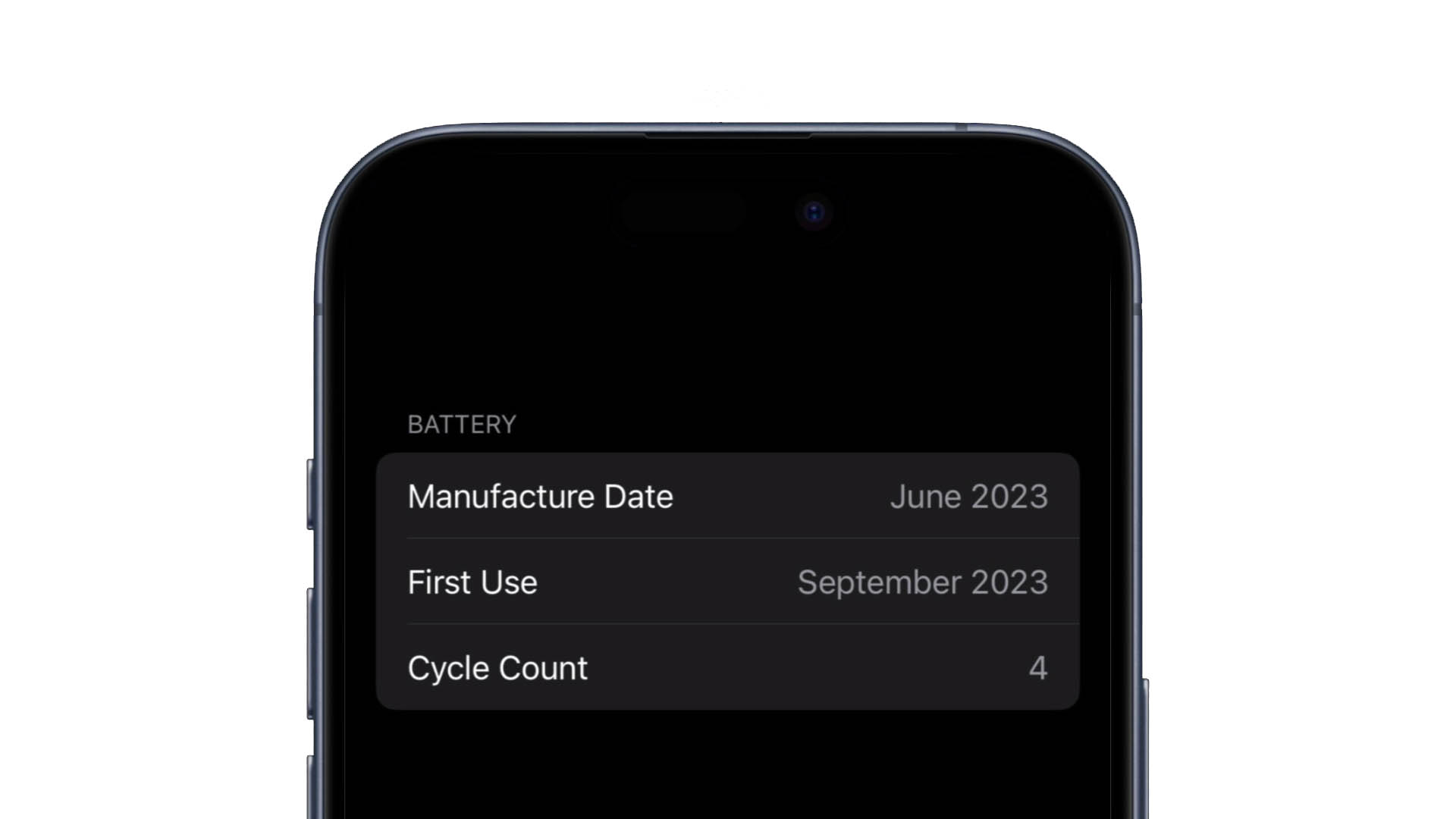 Ciclos de batería del iPhone 15