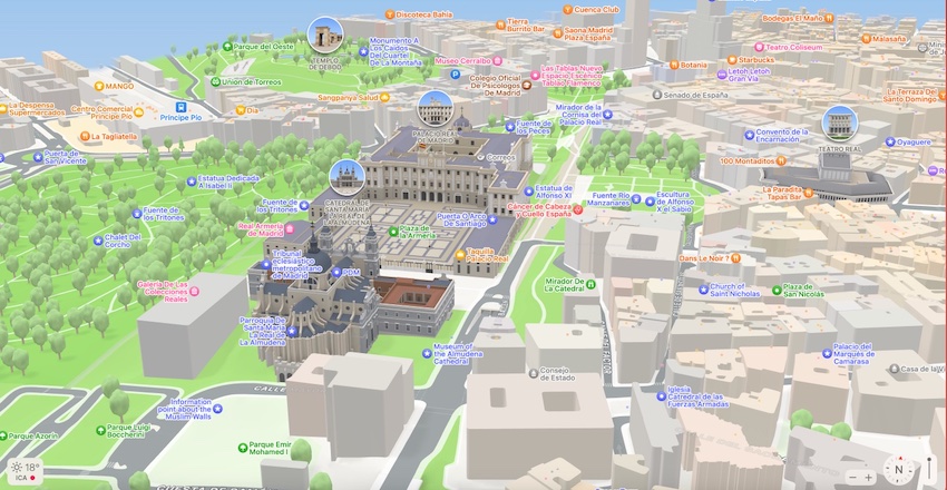 Palacio Real de Madrid en 3D en Apple Maps