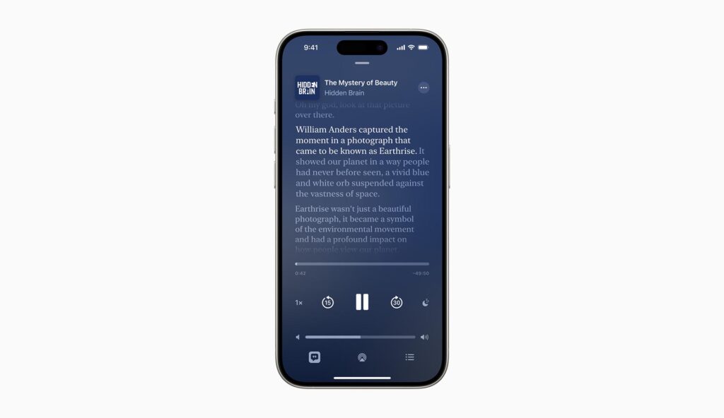 transcripciones en Apple Podcasts