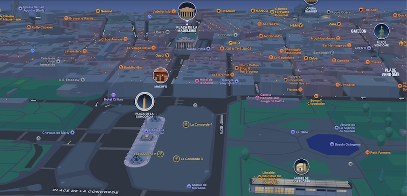Apple Maps - París - Plaza de la Concordia