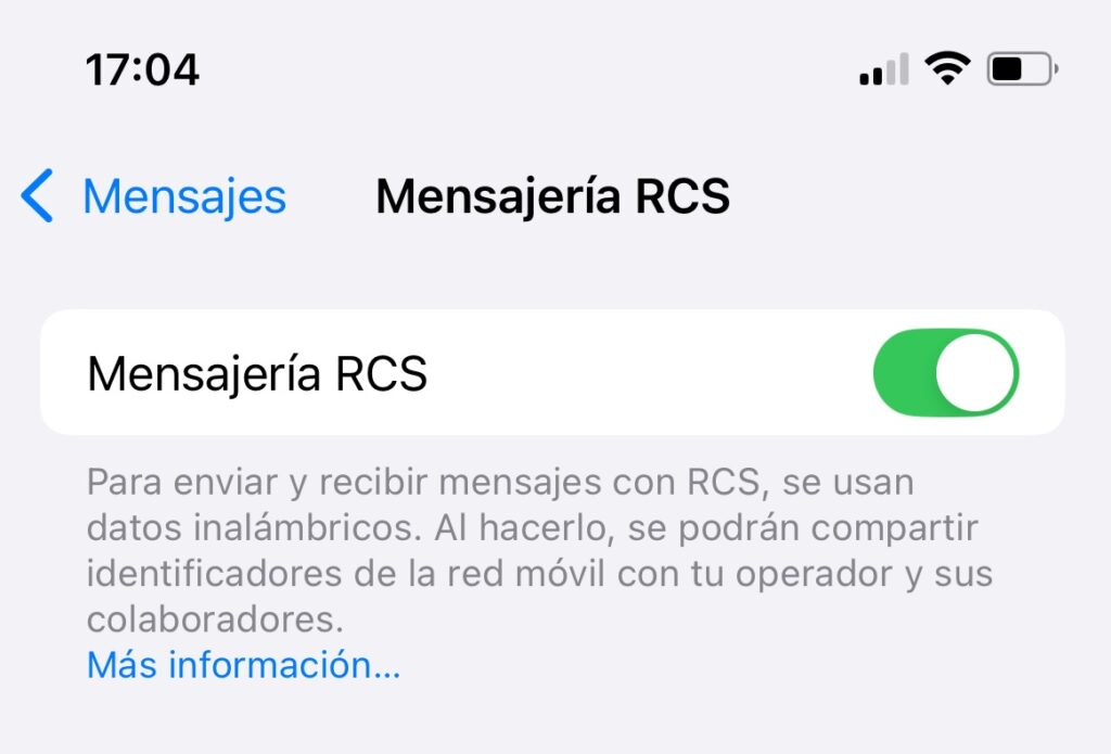 Mensajería RCS en el iPhone