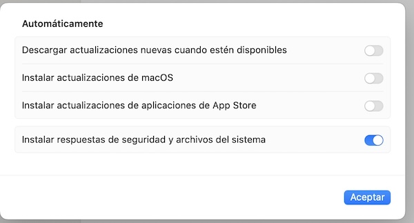 Instalar respuestas de seguridad y archivos del sistema de macOS