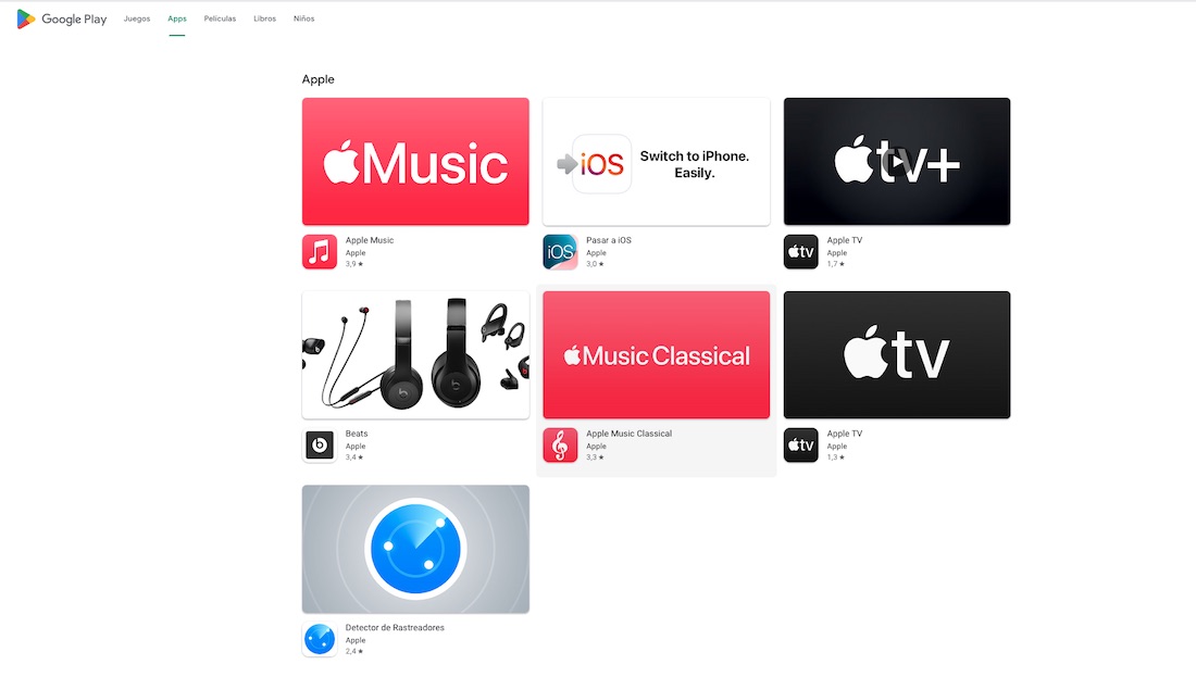 apps de Apple en Google Play