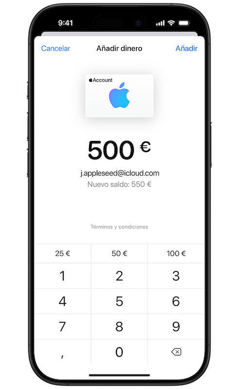 Añadir saldo a la Apple Account
