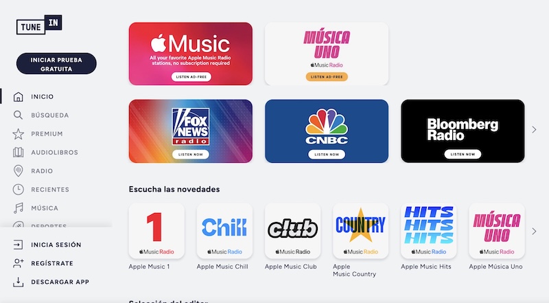 Apple Music Radio en TuneIn