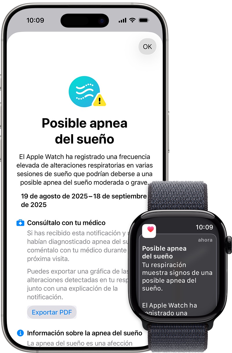 Notificación de Apnea del sueño en Apple Watch